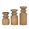 Brown Wood Traditional Candle Holder Set